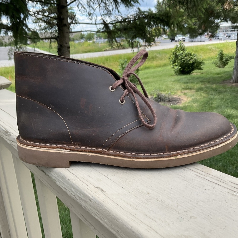 Clarks Chukka Bushacre Desert Boots 2 Eye 15770 Brown Leather Mens size 9-1/2 M